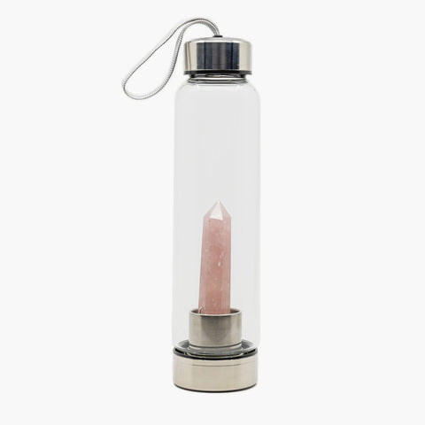 Bouteille d'eau en cristal - Quartz rose