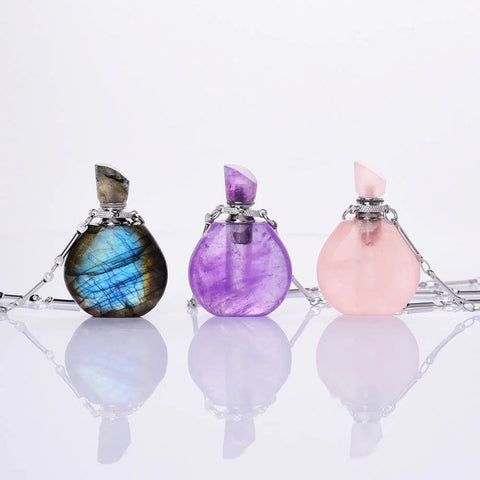 Collana con piccola bottiglia di profumo - Labradorite