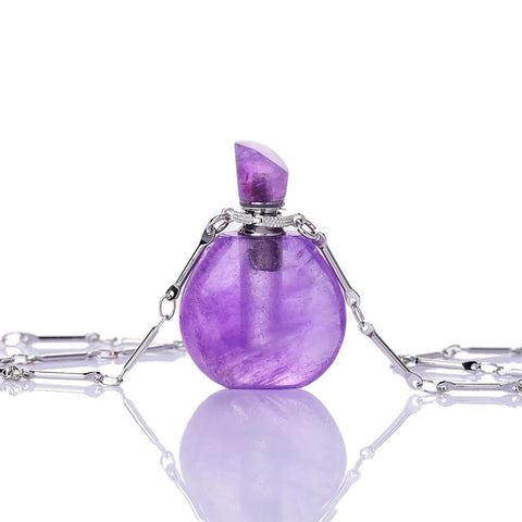 Small Perfume Bottle Necklace - Amethyst