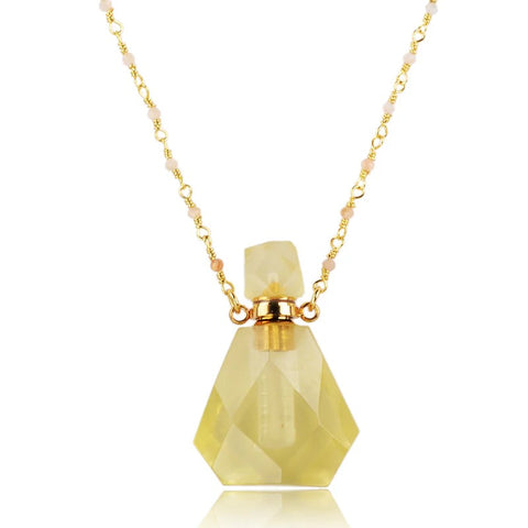 Collier bouteille de parfum - Citrine 