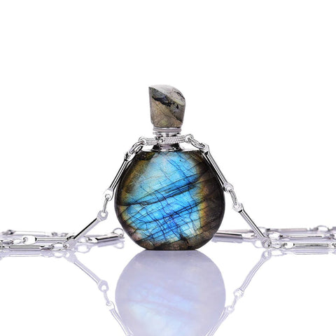 Collana con piccola bottiglia di profumo - Labradorite