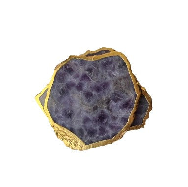 Amethyst Coaster with Golden Edge