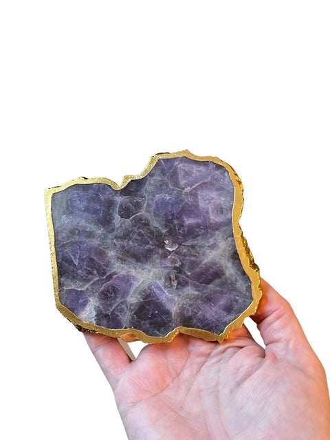 Amethyst-Untersetzer mit Goldrand