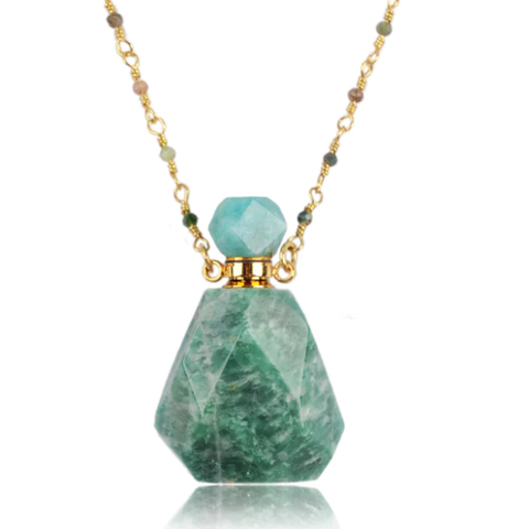 Collier bouteille de parfum - Amazonite