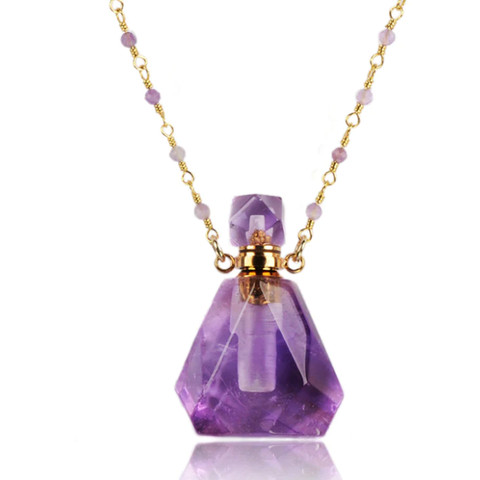 Perfume Bottle Necklace - Amethyst