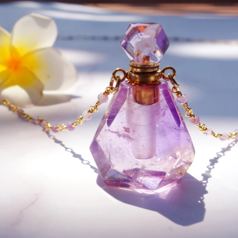 Collier bouteille de parfum - Améthyste