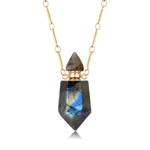 Perfume Bottle Necklace - Labradorite